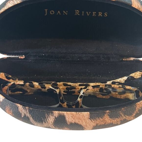KJL by Kenneth Jay Lane Reading Glasses +3 Leopard Print Frame Joan Rivers Case - Picture 2 of 6